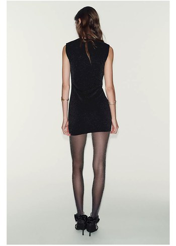 Zara Siyah Simli Mini Elbise - Görsel 4