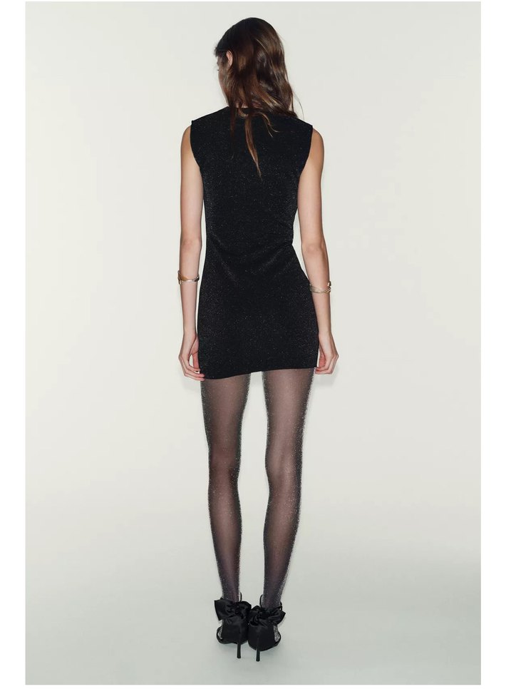 Zara Siyah Simli Mini Elbise - Görsel 4