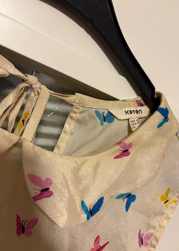 Koton Kolsuz Bej Bluzu, Düğmeli, Vintage