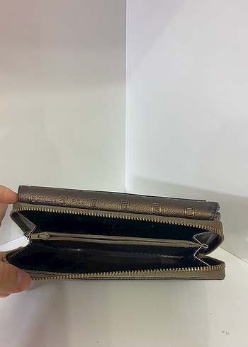 Beden kahverengi Renk Kadın Altın Deri Fermuarlı Cüzdan