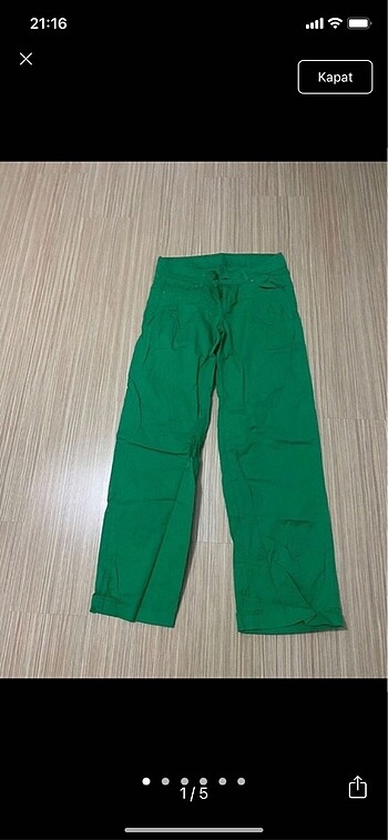 Yeşil keten pantolon