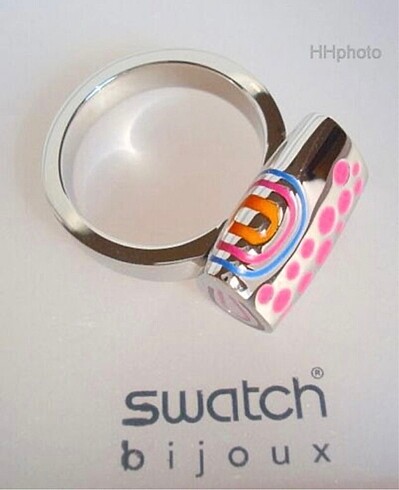 Beden pembe Renk Swatch küpe ve yüzük seti