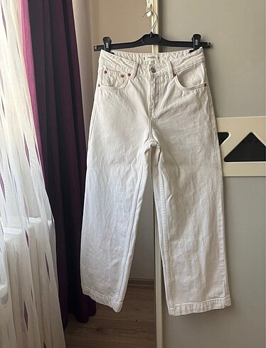 Mango Culotte beyaz kot pantolon