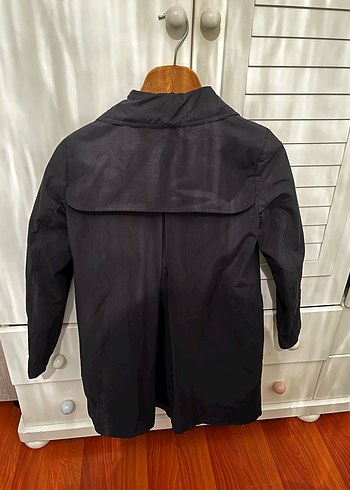 Düğmeli Lacivert Kadın Trençkot - Görsel 3