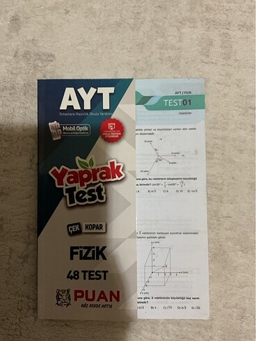 Ayt fizik yaprak test sıfır hiç kullanılmamış