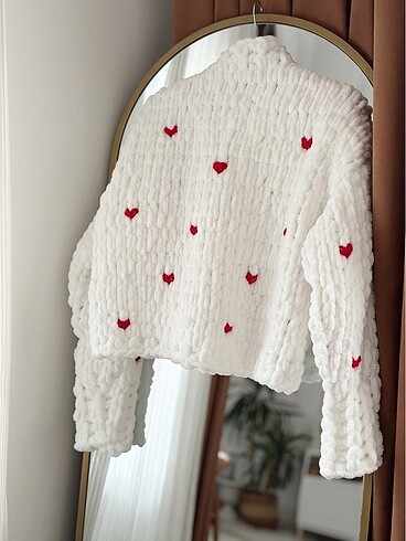 El örgüsü kalpli kazak - Görsel 5