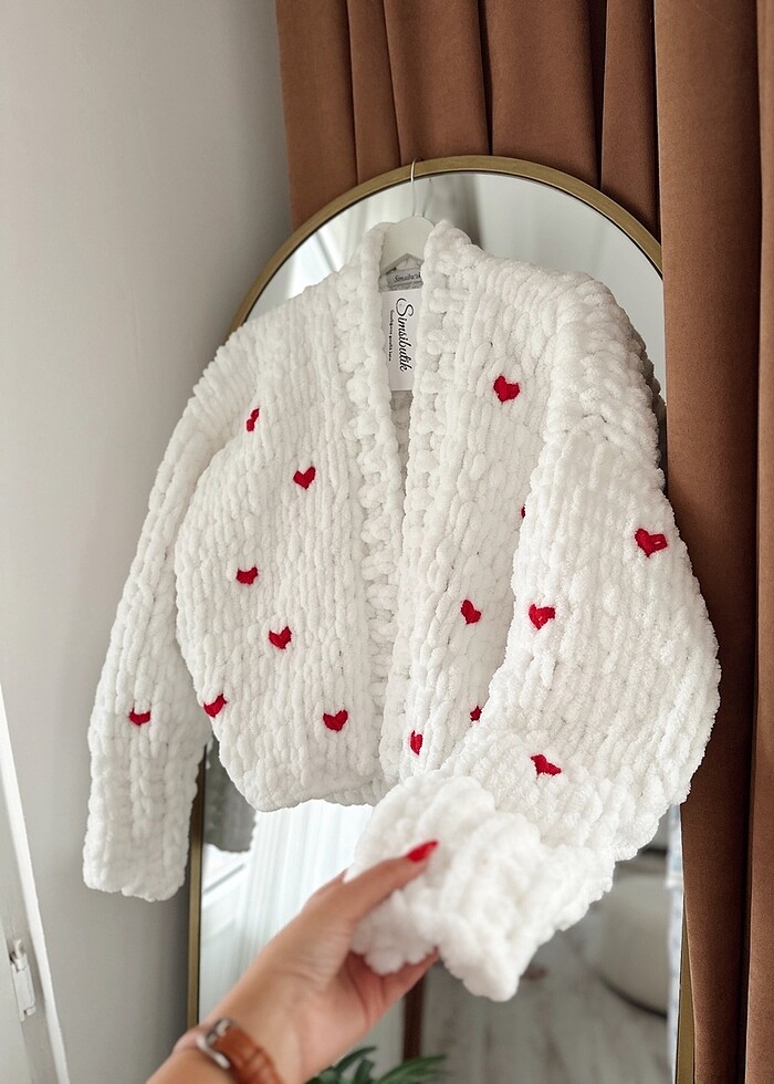 El örgüsü kalpli kazak - Görsel 3