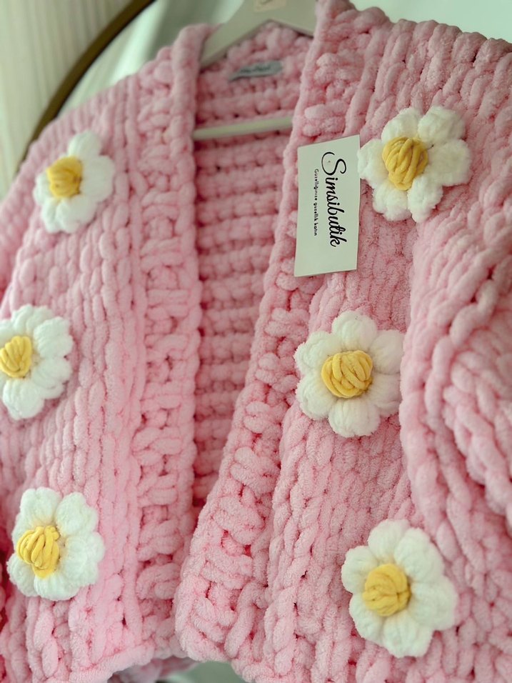 Puffy çiçekli Kadın Hırka - Görsel 4