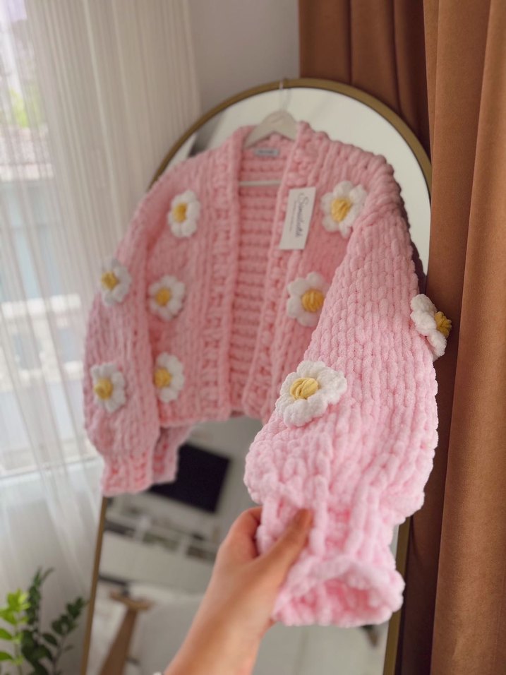 Puffy çiçekli Kadın Hırka - Görsel 2