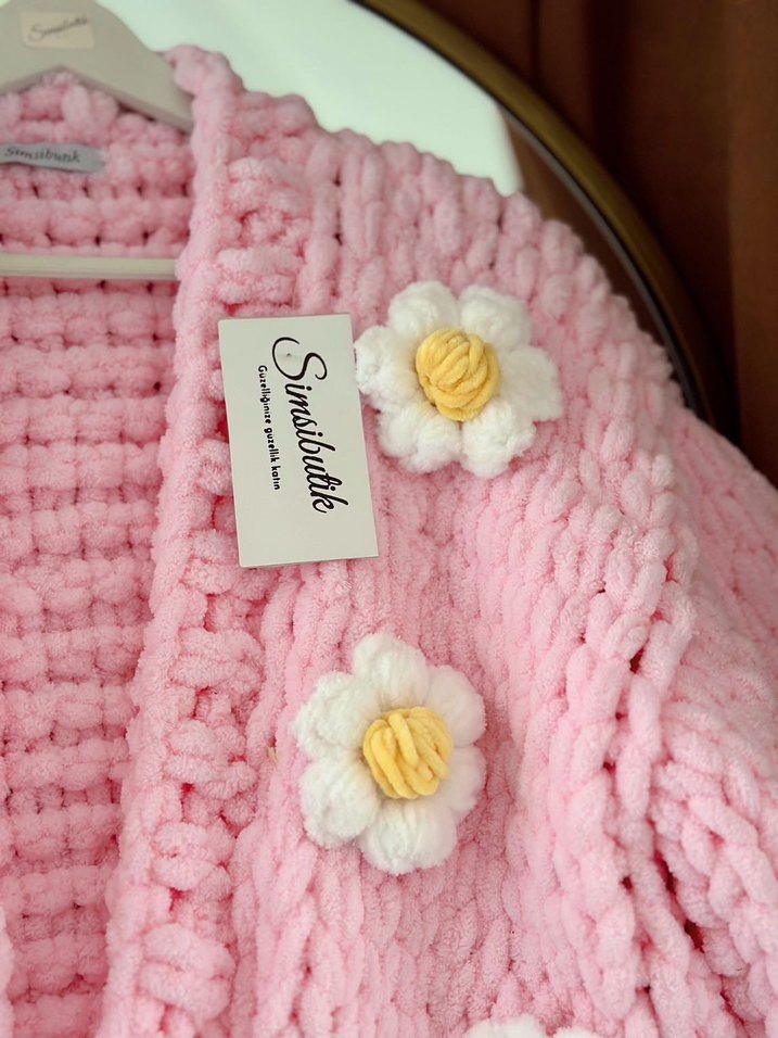 Puffy çiçekli Kadın Hırka - Görsel 3