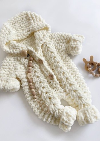 Bebek Örgü Uzun Kollu Tulum - Görsel 6