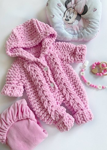 Bebek Örgü Uzun Kollu Tulum - Görsel 2