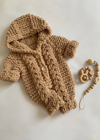 Bebek Örgü Uzun Kollu Tulum - Görsel 5