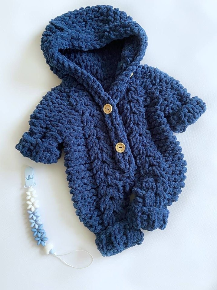 Bebek Örgü Uzun Kollu Tulum - Görsel 3