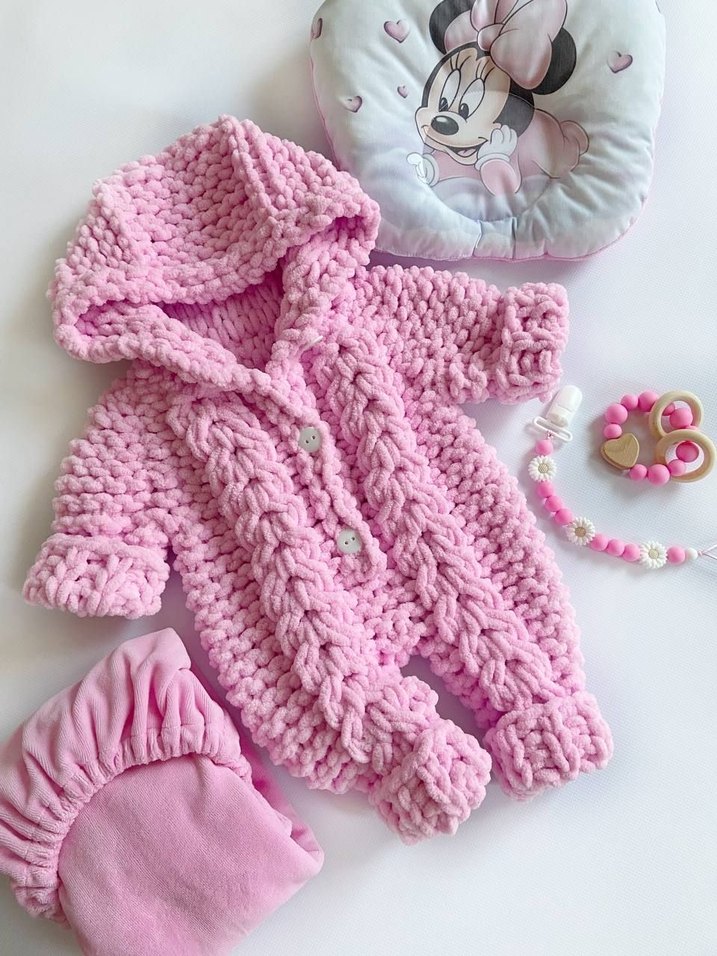 Bebek Örgü Uzun Kollu Tulum - Görsel 2