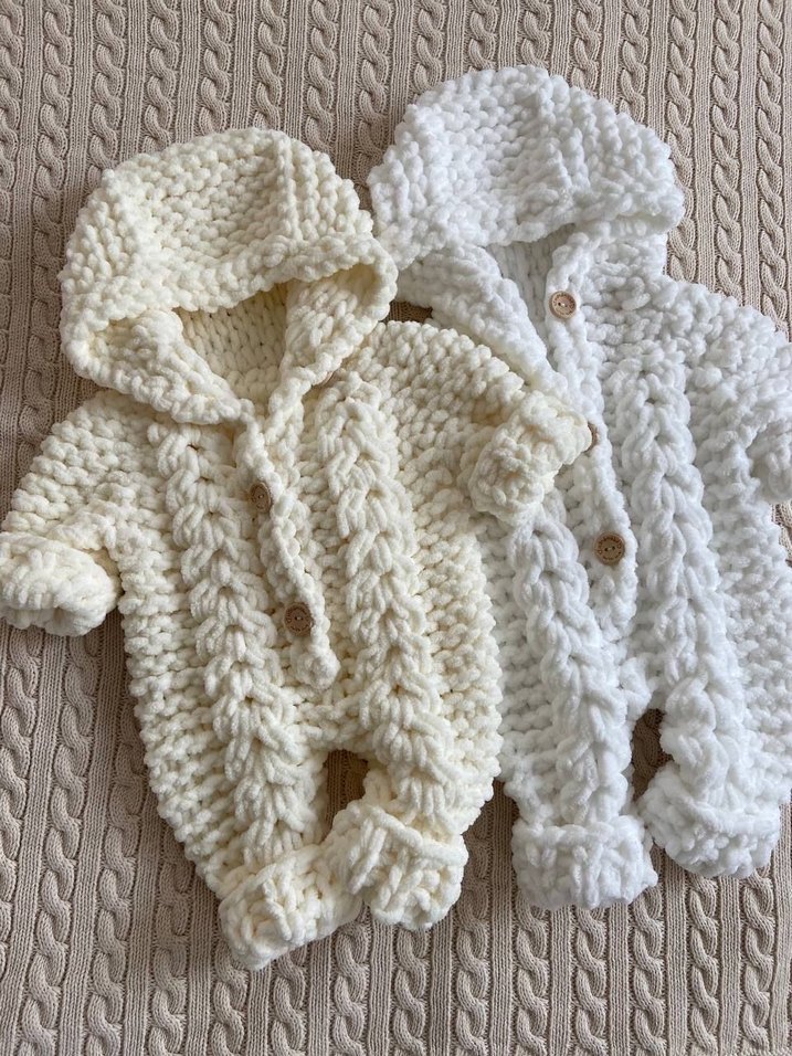 Bebek Örgü Uzun Kollu Tulum - Görsel 4