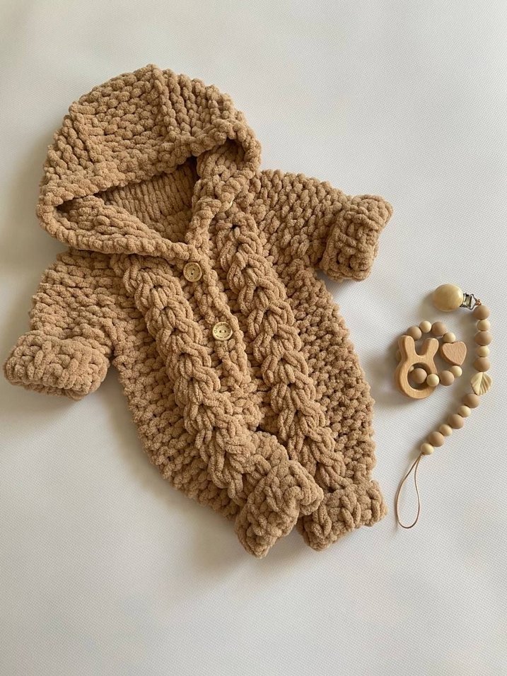 Bebek Örgü Uzun Kollu Tulum - Görsel 5