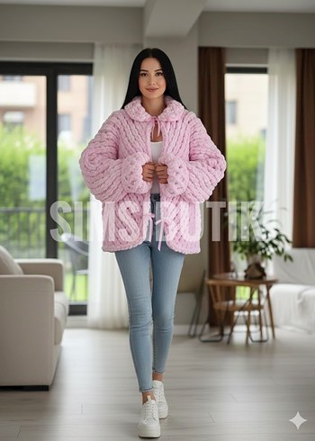 Puffy fiyonklu Kadın Hırka - Görsel 6