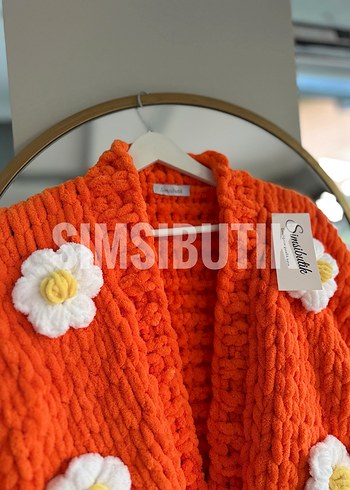 Puffy Turuncu çiçekli Hırka - Görsel 3