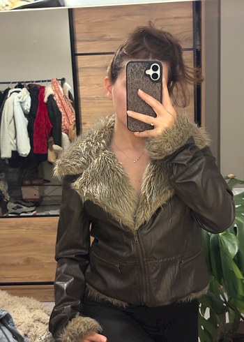 Urban Outfitters Kahverengi Kürklü Deri Kadın Ceket