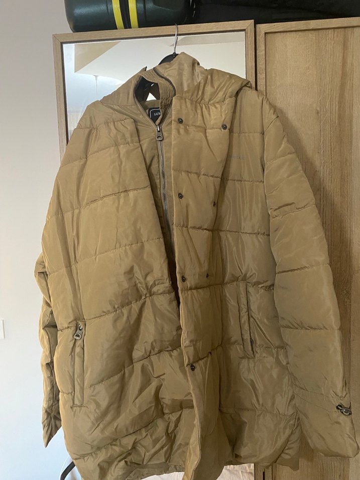 Bej Düğmeli Kadın Midi Kışlık Mont - Görsel 2