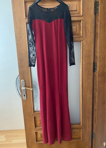 Bordo Uzun Gotik Abiye Elbise