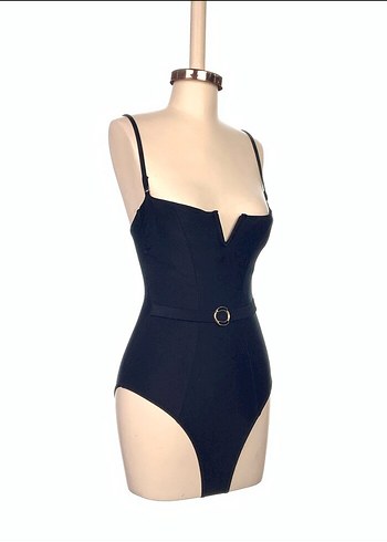 Siyah Kemerli İnce Askılı Kadın Mayo - Görsel 3