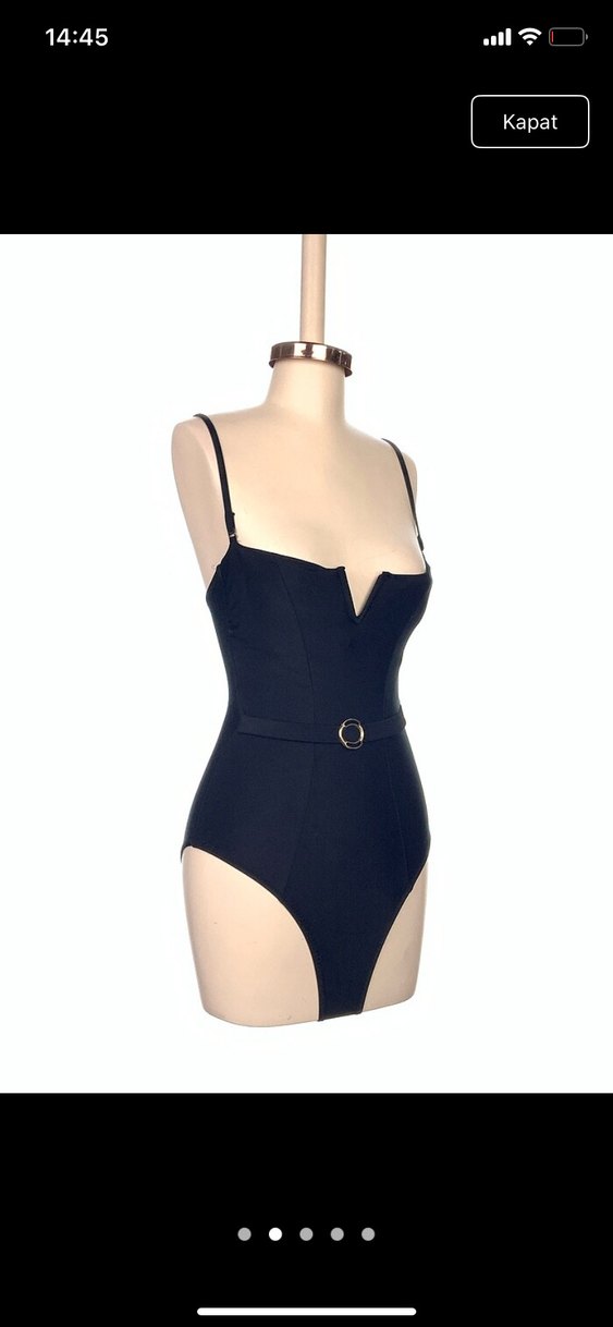 Siyah Kemerli İnce Askılı Kadın Mayo - Görsel 3