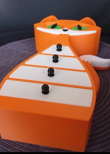 Renkli Turuncu Kedi Şekilli Takı Kutusu - Görsel 2