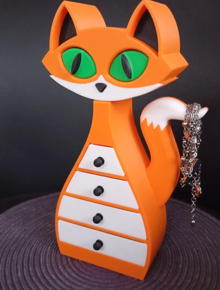 Turuncu Renkli Kedi Şekilli Takı Kutusu - Görsel 4