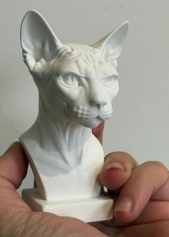 Beyaz Kedi Figürin Heykeli Sphynx - Görsel 3