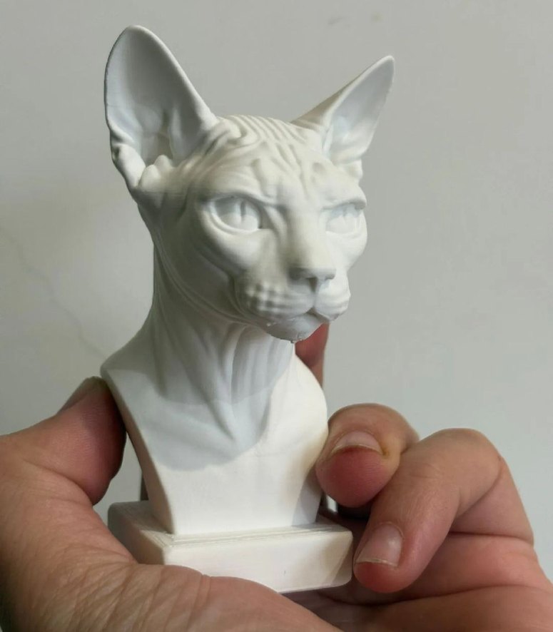 Beyaz Kedi Figürin Heykeli Sphynx - Görsel 3