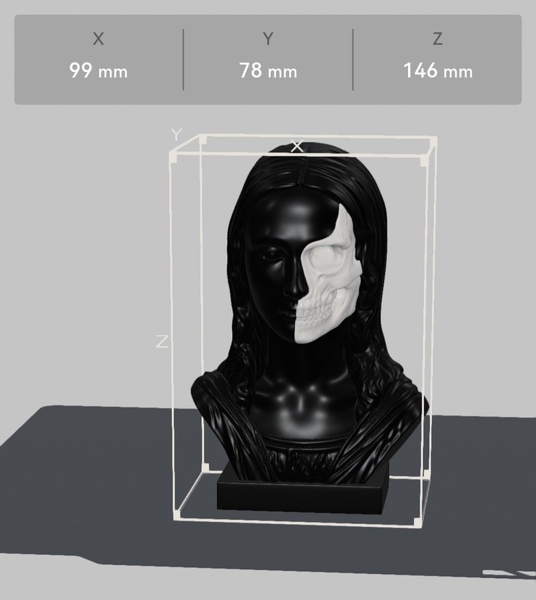 Yarım Kafatası Detaylı Siyah Figürin - Görsel 3