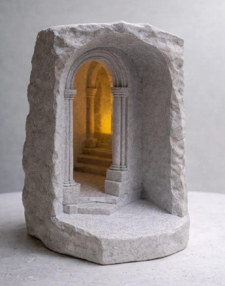 Mermer Görünümlü Book Nook 16cm - Görsel 2