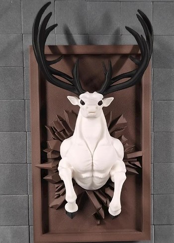 Beyaz ve Siyah Geyik Duvar Figürü 15cm - Görsel 2