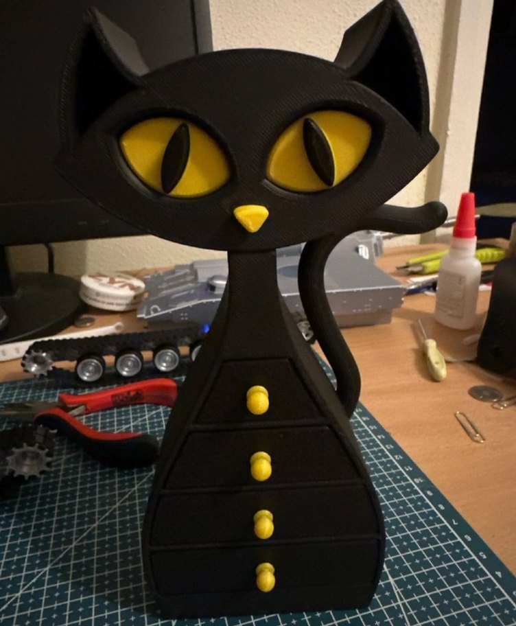 Siyah Kedi Şeklinde Sarı Detaylı Takı Kutusu - Görsel 3