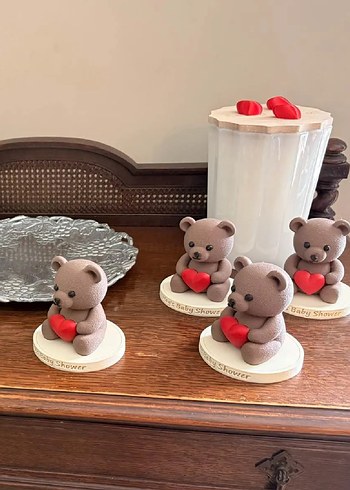 Kahverengi Ayıcık Kalp Figürlü 10cm - Görsel 3