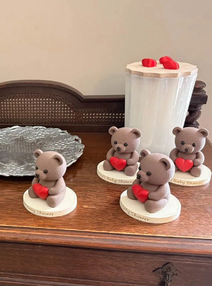 Kahverengi Ayıcık Kalp Figürlü 10cm - Görsel 3