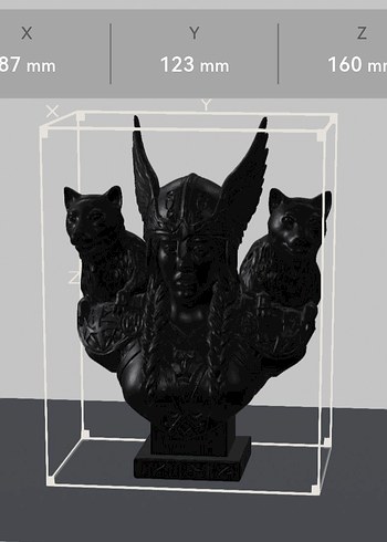 Siyah Viking Kadın Büstü Figür 16cm - Görsel 3