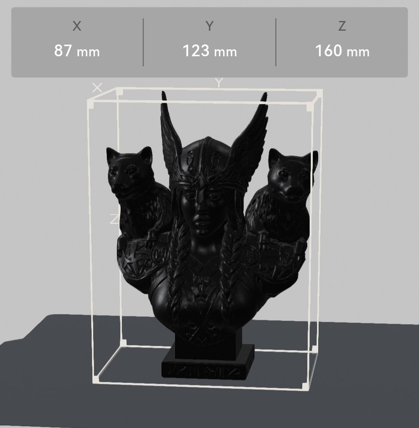 Siyah Viking Kadın Büstü Figür 16cm - Görsel 3