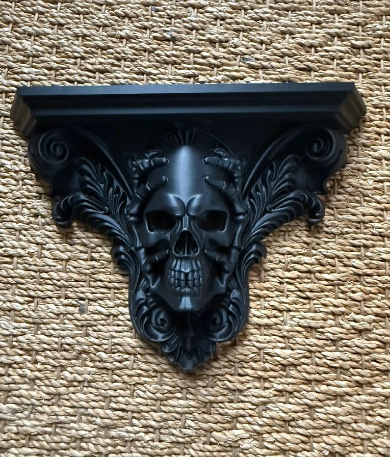 Koyu Siyah Kafatası Figürlü Raf 17.3cm - Görsel 2