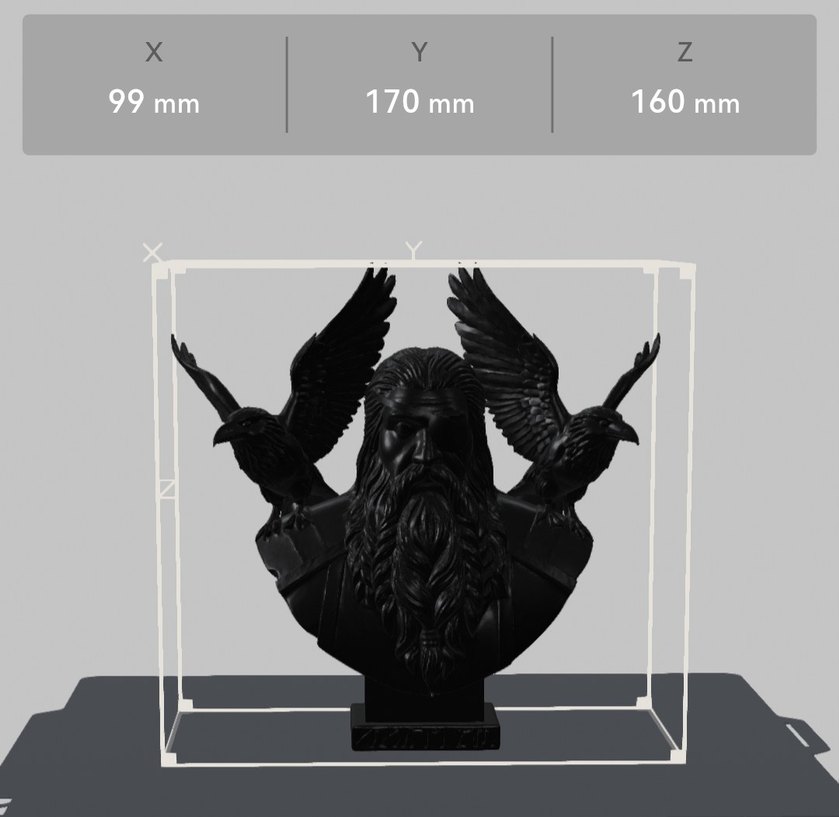 Kara Viking Figürü - İki Kuzgunlu Odin Büst 17cm - Görsel 3