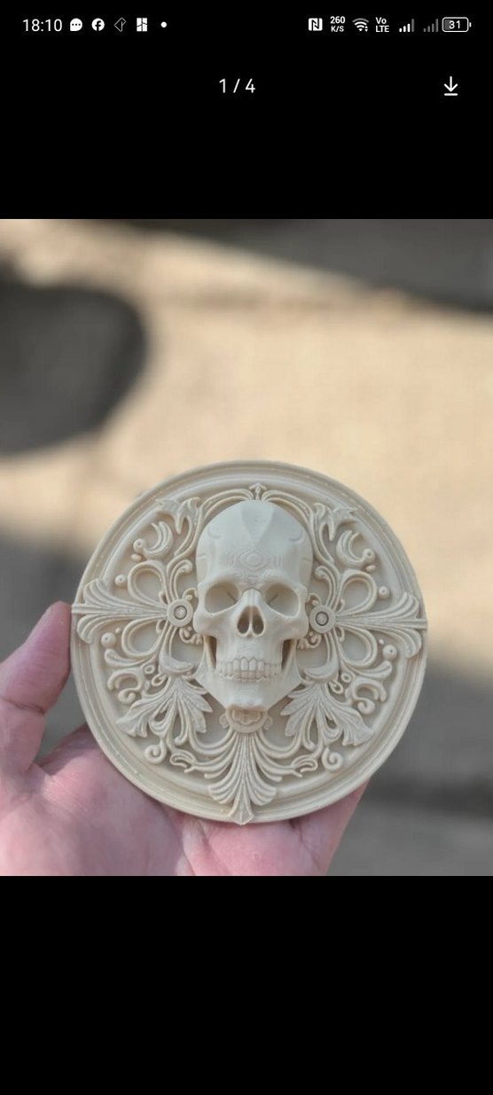 Bej Gotik Erkek Rozeti Kafatası Motifli - Görsel 2