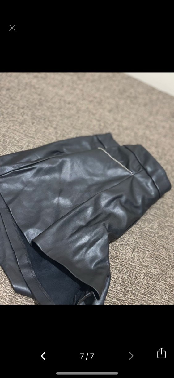 Siyah Deri Mini Şort - Görsel 5