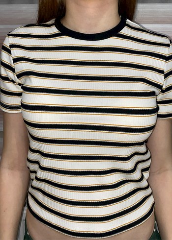 LC Waikiki S Beden Çizgili Fitilli Tişört - Görsel 2