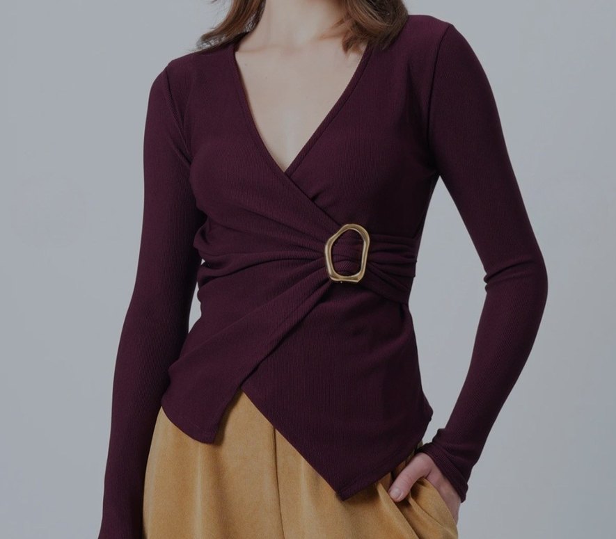 M Beden Yeni Etiketli bordo Tokalı Bluz - Görsel 2