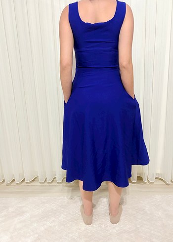 Mavi Midi Klasik Elbise - Görsel 2