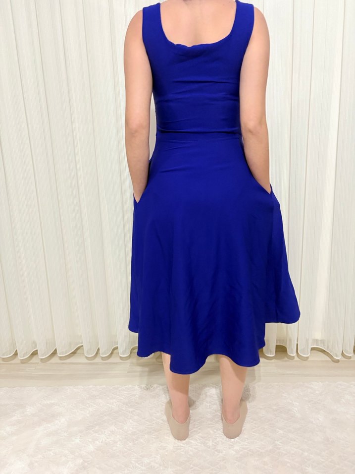 Mavi Midi Klasik Elbise - Görsel 2