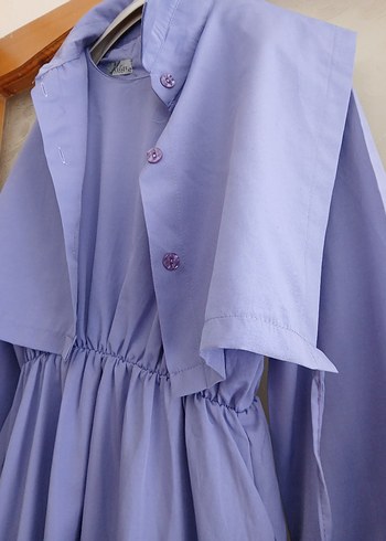 H&M Uzun Kollu Pastel Mor Elbise