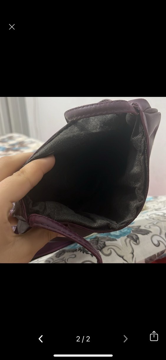 Fiyonklu Mor Deri Kadın Çanta - Görsel 2